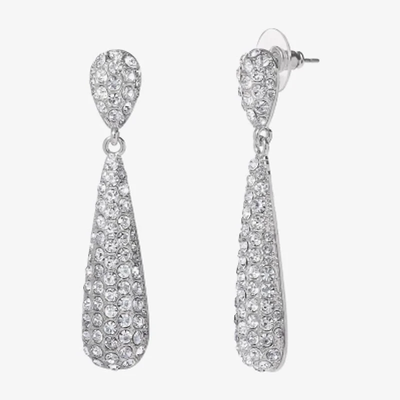 JS Jessica Simpson Silver Tone Womens Glass Drop Earrings
