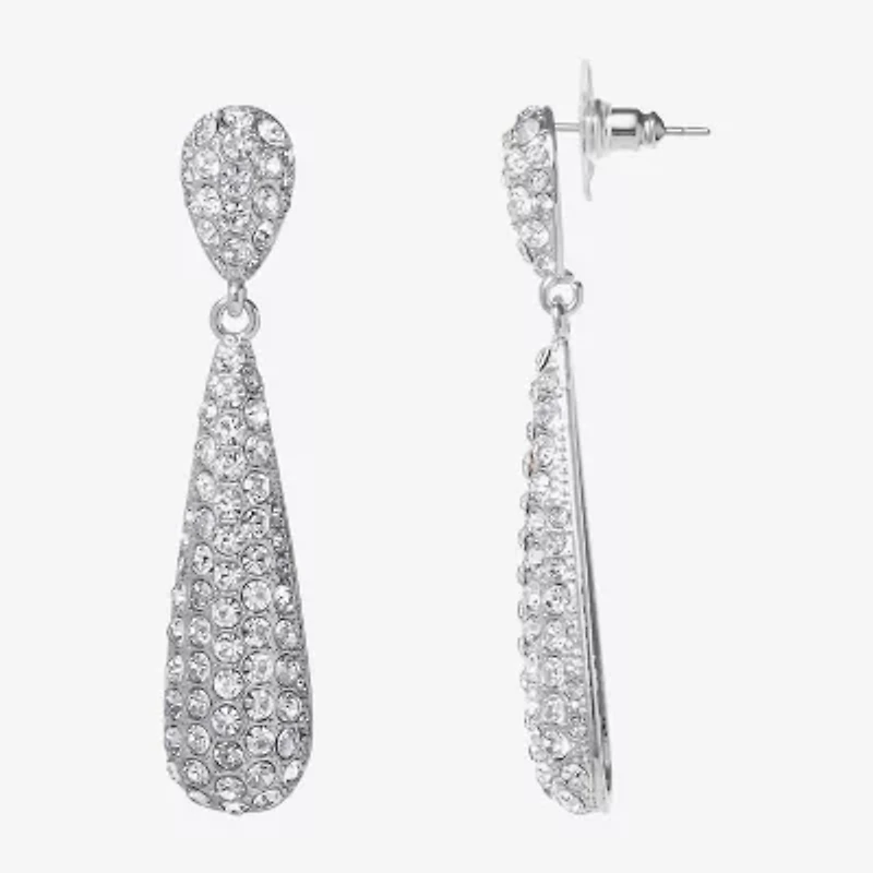 JS Jessica Simpson Silver Tone Womens Glass Drop Earrings