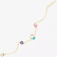 Womens 18K Gold Over Brass Solid Hello Kitty 6 1/2 Inch Link Bracelet