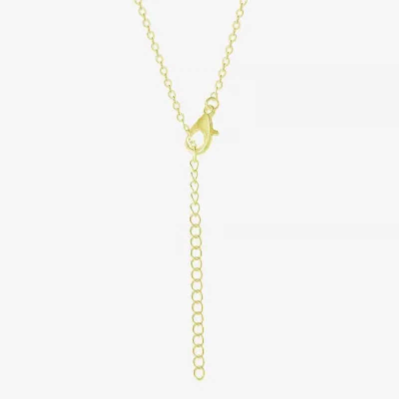 Hello Kitty Womens Pink Crystal 18K Gold Over Brass 18 Inch Pendant Necklace
