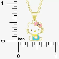 Hello Kitty Womens Pink Crystal 18K Gold Over Brass 18 Inch Pendant Necklace