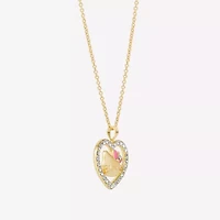 Hello Kitty Womens Crystal 18K Gold Over Brass Heart 18 Inch Pendant Necklace