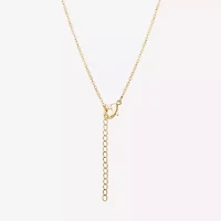 Womens Red Crystal 18K Gold Over Brass Bow 16 Inch Pendant Necklace