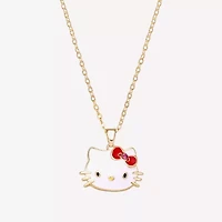 Womens Red Crystal 18K Gold Over Brass Bow 16 Inch Pendant Necklace