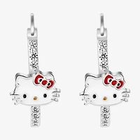 Womens Cubic Zirconia 23.7mm Hello Kitty Hoop Earrings