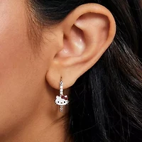 Womens Cubic Zirconia 23.7mm Hello Kitty Hoop Earrings