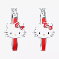 Womens Crystal 21.5mm Hello Kitty Hoop Earrings