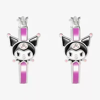 Womens Crystal 21.1mm Heart Hello Kitty Kuromi Hoop Earrings