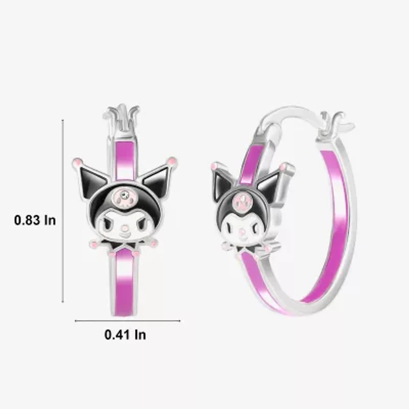 Womens Crystal 21.1mm Heart Hello Kitty Kuromi Hoop Earrings