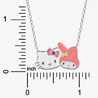 Hello Kitty Womens Pink Crystal Pure Silver Over Brass 18 Inch Pendant Necklace