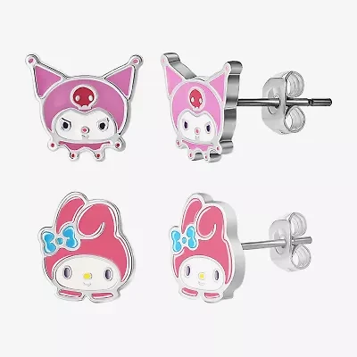 Womens Hello Kitty Kuromi My Melody 2 Pair Earring Set