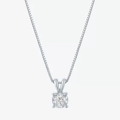 (G-H / I1-I2) Womens 1/5 CT.  Lab Grown White Diamond Sterling Silver Round 18 Inch Pendant Necklace