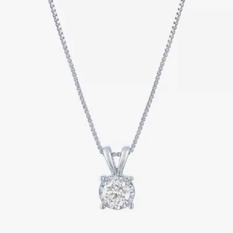 (G-H / I1-I2) Womens 1/3 CT. Lab-Grown Diamond Sterling Silver Round 18 Inch Pendant Necklace