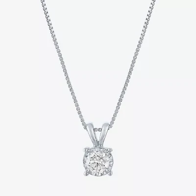 (G-H / I1-I2) Womens 1/3 CT. Lab-Grown Diamond Sterling Silver Round 18 Inch Pendant Necklace