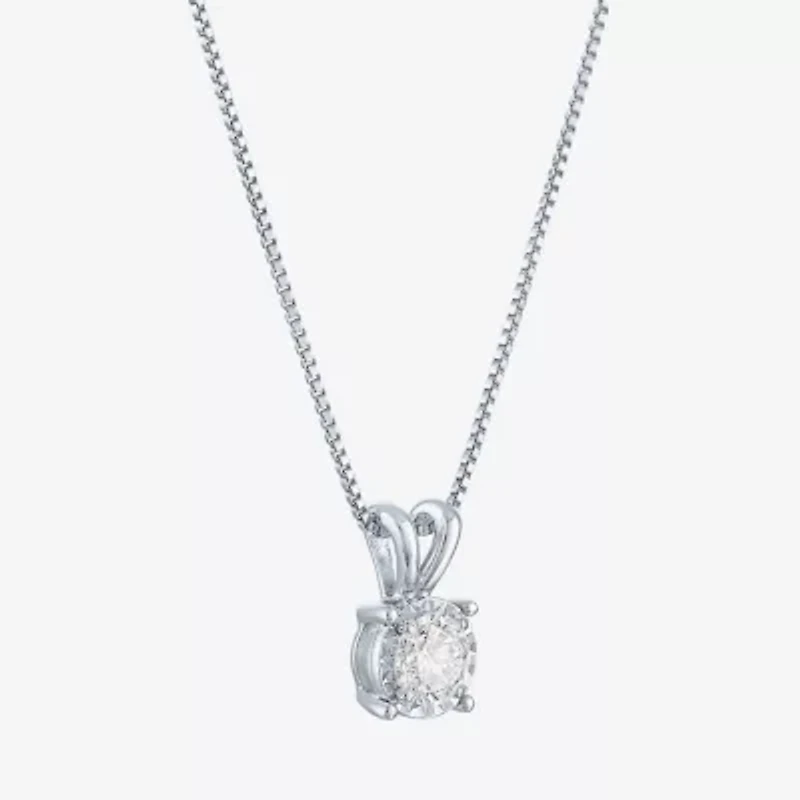 (G-H / I1-I2) Womens 1/3 CT. Lab-Grown Diamond Sterling Silver Round 18 Inch Pendant Necklace