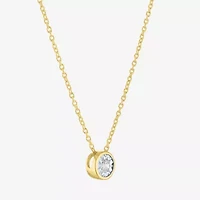 (G-H / I1-I2) Womens 1/10 CT. Lab Grown White Diamond 14K Gold Over Silver Round 16 Inch Pendant Necklace