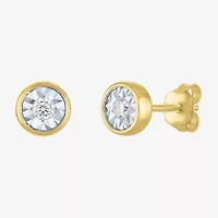 (G-H / I1-I2) 1/10 CT. T.W. Lab Grown White Diamond 14K Gold Over Silver 6.5mm Round Stud Earrings