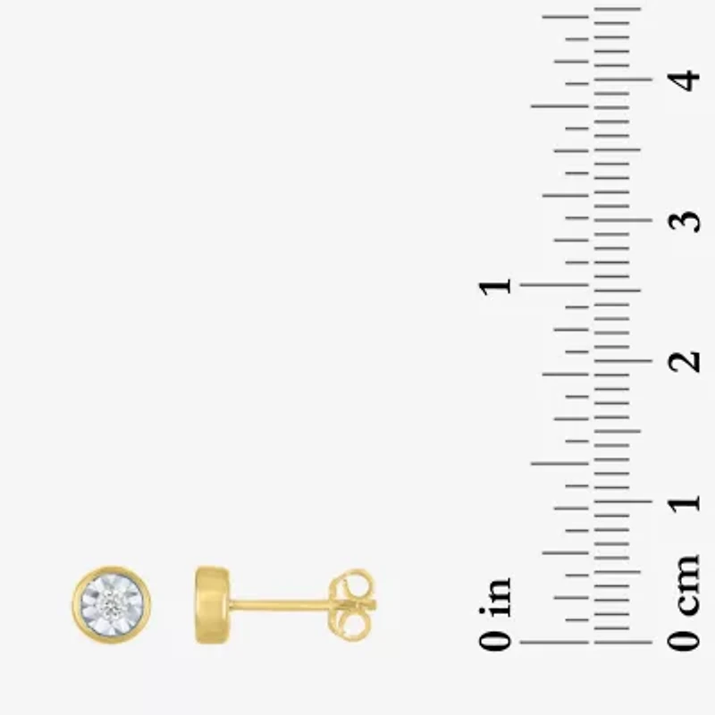 (G-H / I1-I2) 1/10 CT. T.W. Lab Grown White Diamond 14K Gold Over Silver 6.5mm Round Stud Earrings