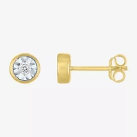 (G-H / I1-I2) 1/10 CT. T.W. Lab Grown White Diamond 14K Gold Over Silver 6.5mm Round Stud Earrings