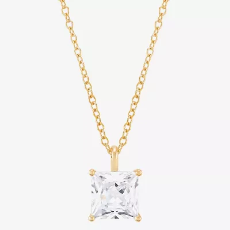 ( H-I/Si1-Si2 ) 2 CT. Lab-Grown Diamond 14K Gold Princess 18 Inch Pendant Necklace