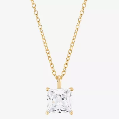 ( H-I/Si1-Si2 ) 2 CT. Lab-Grown Diamond 14K Gold Princess 18 Inch Pendant Necklace