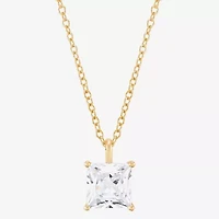 ( H-I/Si1-Si2 ) 2 CT. Lab-Grown Diamond 14K Gold Princess 18 Inch Pendant Necklace