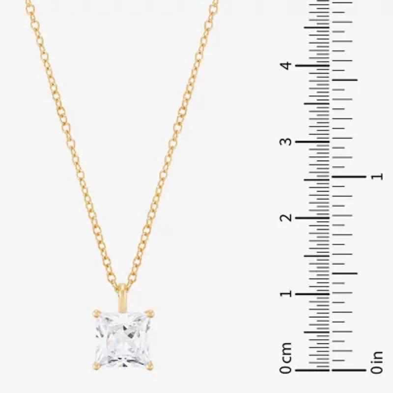 ( H-I/Si1-Si2 ) 2 CT. Lab-Grown Diamond 14K Gold Princess 18 Inch Pendant Necklace