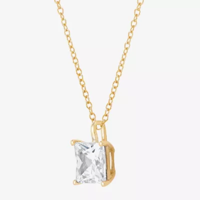 ( H-I/Si1-Si2 ) 2 CT. Lab-Grown Diamond 14K Gold Princess 18 Inch Pendant Necklace
