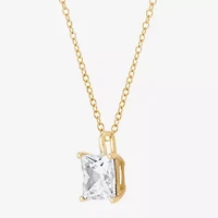 ( H-I/Si1-Si2 ) 2 CT. Lab-Grown Diamond 14K Gold Princess 18 Inch Pendant Necklace