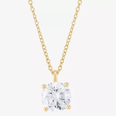 ( H-I/Si1-Si2 ) 2 CT. Lab-Grown Diamond 14K Gold Round 18 Inch Pendant Necklace