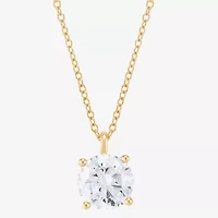 ( H-I/Si1-Si2 ) 2 CT. Lab-Grown Diamond 14K Gold Round 18 Inch Pendant Necklace
