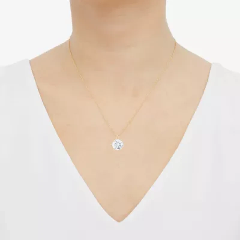 ( H-I/Si1-Si2 ) 2 CT. Lab-Grown Diamond 14K Gold Round 18 Inch Pendant Necklace