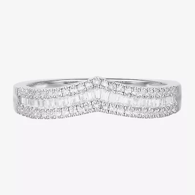 (G-H / Vs2-Si1) Womens 1/2 CT. T.W. Lab Grown White Diamond 10K Gold Chevron Anniversary Wedding Band