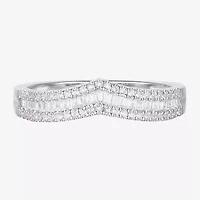 (G-H / Vs2-Si1) Womens 1/2 CT. T.W. Lab Grown White Diamond 10K Gold Chevron Anniversary Wedding Band