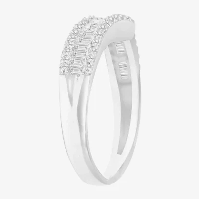 (G-H / Vs2-Si1) Womens 1/2 CT. T.W. Lab Grown White Diamond 10K Gold Chevron Anniversary Wedding Band