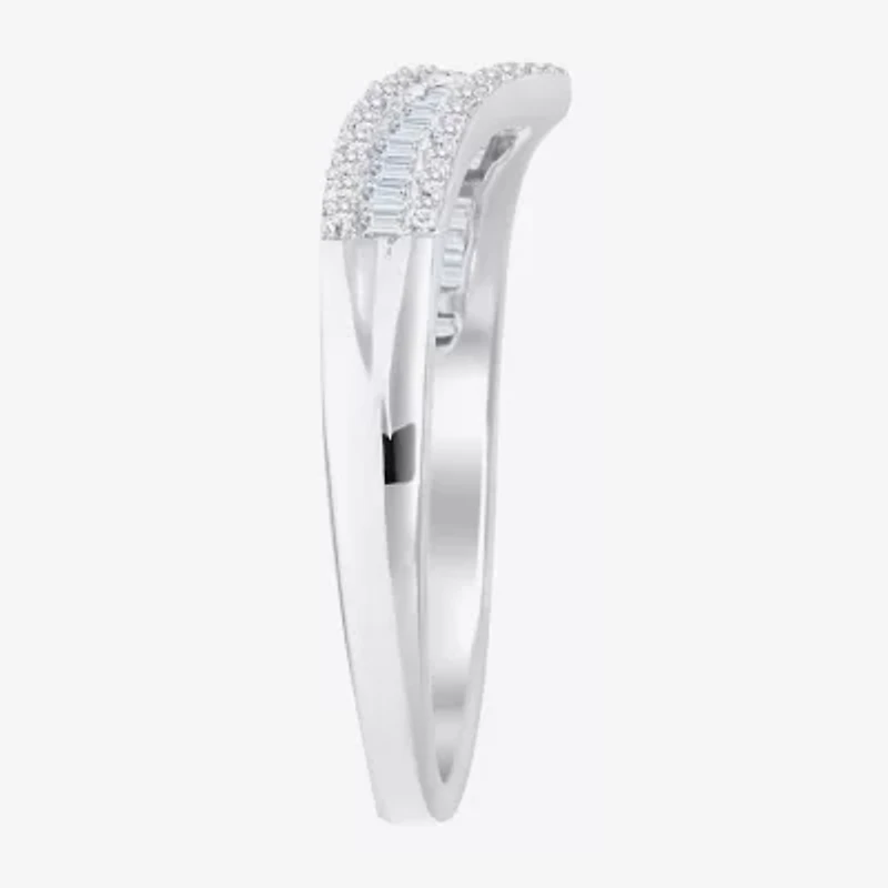 (G-H / Vs2-Si1) Womens 1/2 CT. T.W. Lab Grown White Diamond 10K Gold Chevron Anniversary Wedding Band