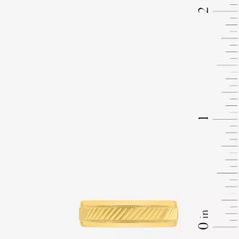 Mens 6MM 14K Gold Over Silver Wedding Band