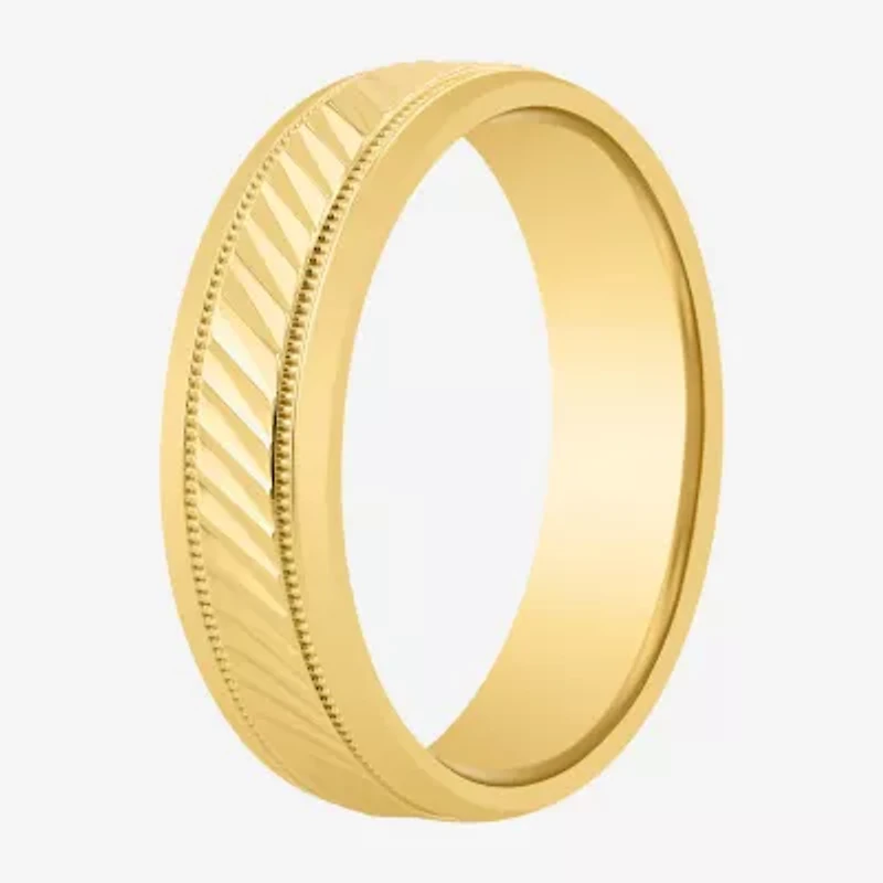 Mens 6MM 14K Gold Over Silver Wedding Band