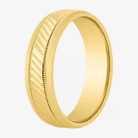 Mens 6MM 14K Gold Over Silver Wedding Band