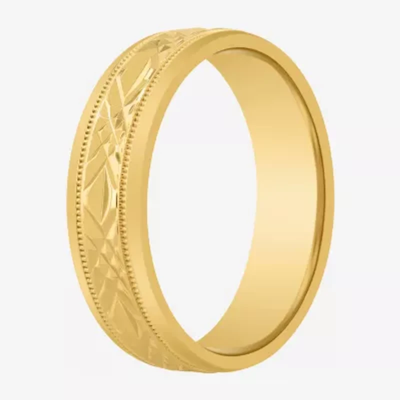 Mens 6MM 14K Gold Over Silver Wedding Band
