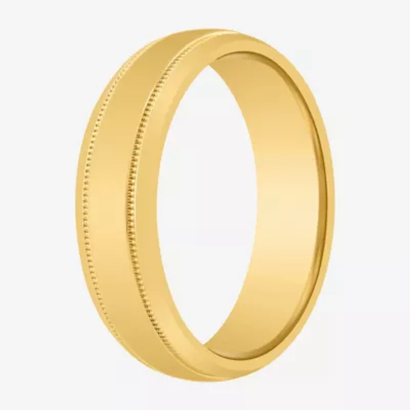 Mens 6MM 14K Gold Over Silver Wedding Band