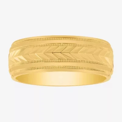 Mens 8MM 14K Gold Over Silver Wedding Band