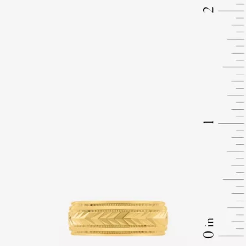 Mens 8MM 14K Gold Over Silver Wedding Band