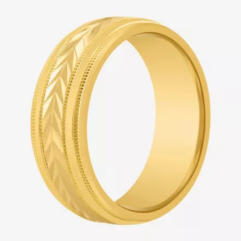 Mens 8MM 14K Gold Over Silver Wedding Band