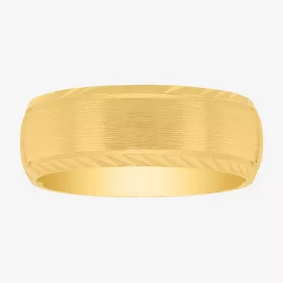 Mens 8MM 14K Gold Over Silver Wedding Band