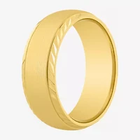 Mens 8MM 14K Gold Over Silver Wedding Band