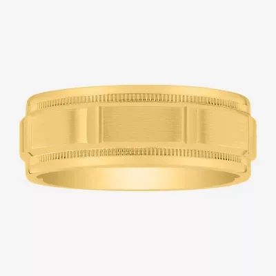 Mens 8MM 14K Gold Over Silver Wedding Band