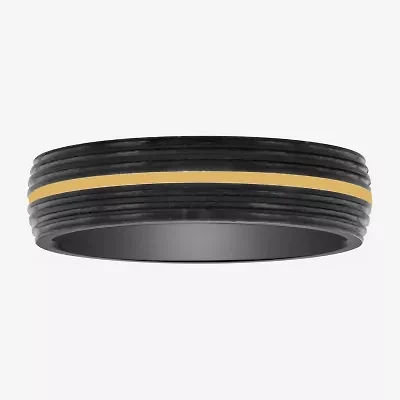 Mens 6MM 14K Gold Tungsten Wedding Band