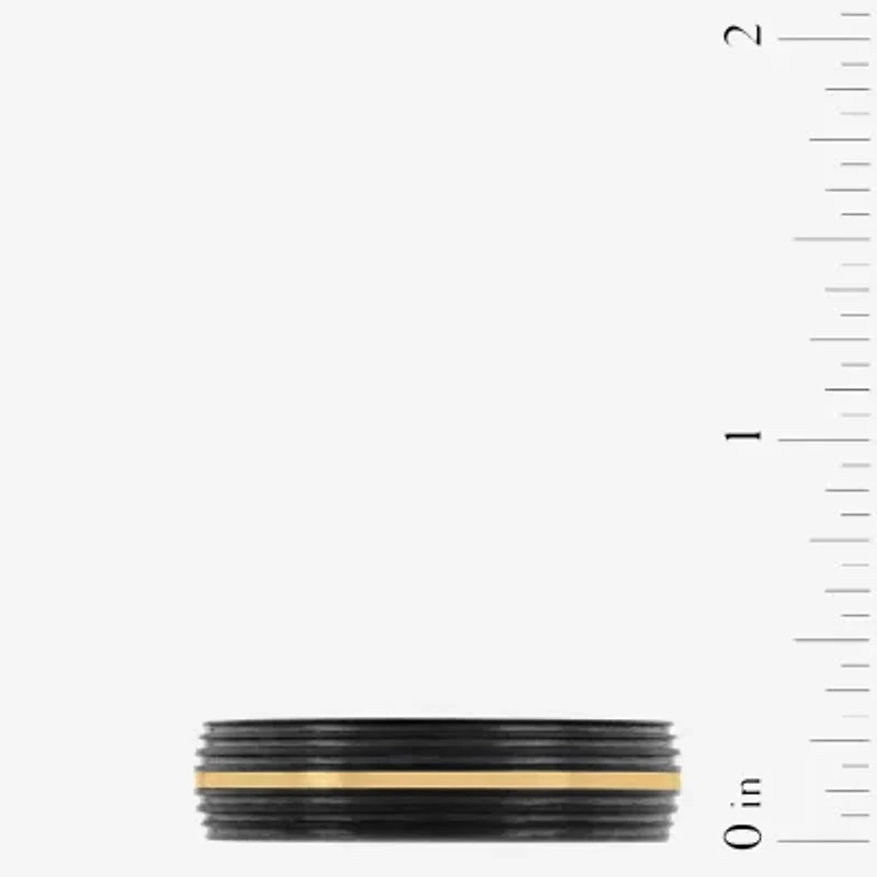 Mens 6MM 14K Gold Tungsten Wedding Band