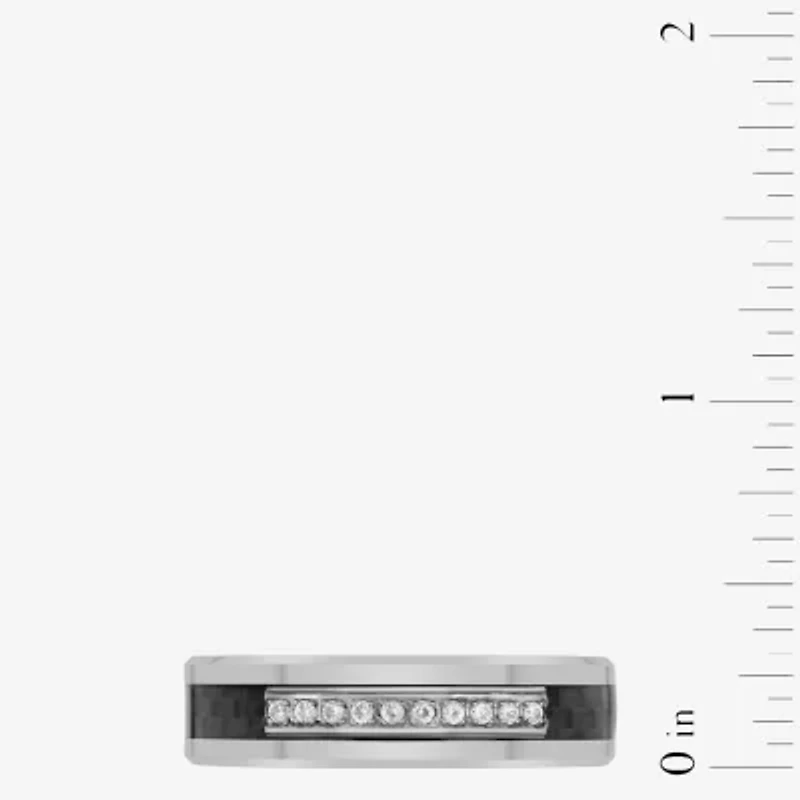 Mens 6MM 1/10 CT. T.W. Natural Diamond Tungsten Wedding Band